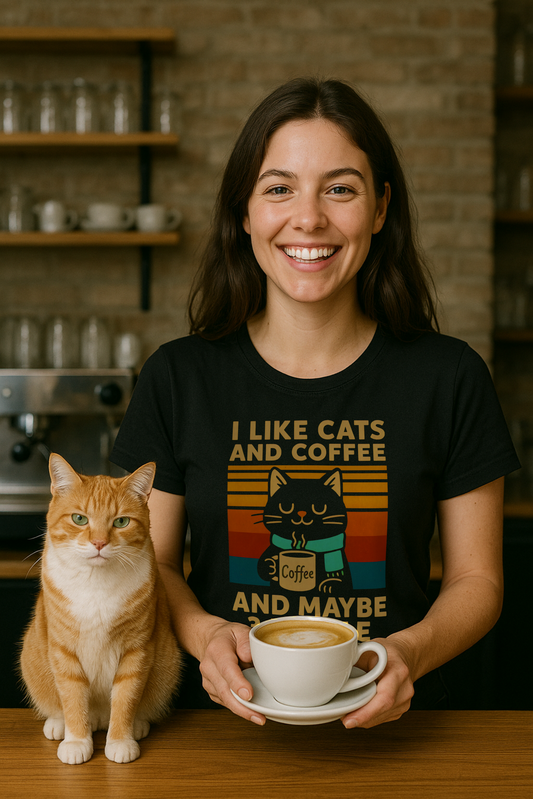 I Like Cats and Coffee and maybe Three People Funny T-shirt