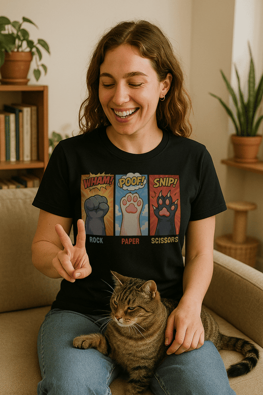 Rock Paper Scissors Tee - Fun Shirt For Cat and Game Lovers