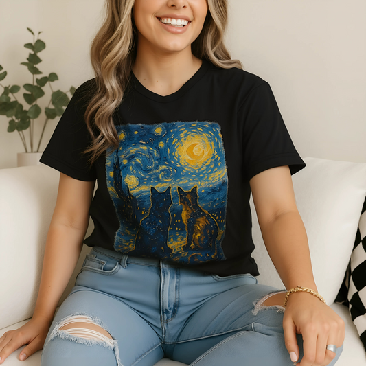 Starry Night Cats T-shirt