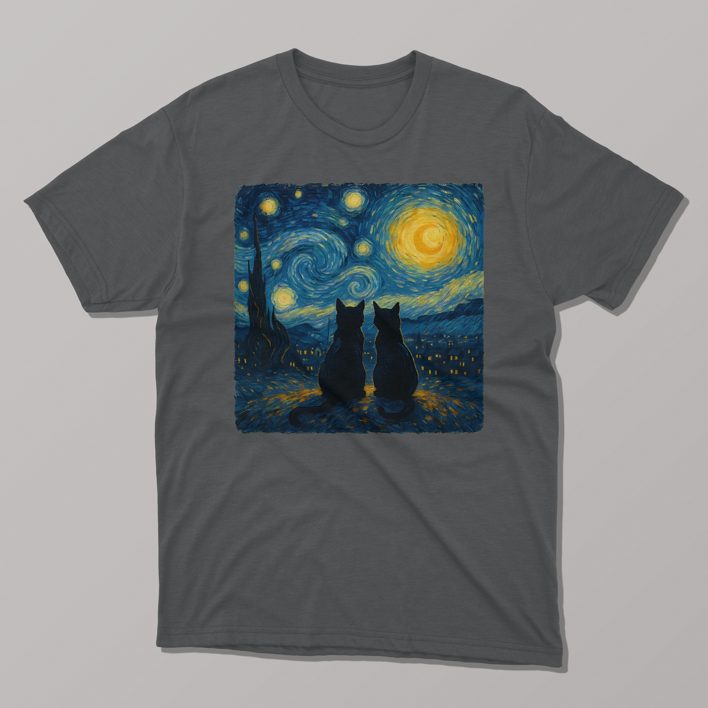 Starry Night Two Cats T-shirt