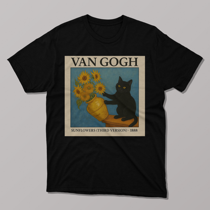 Van Gogh's Sunflowers Cat T-shirt