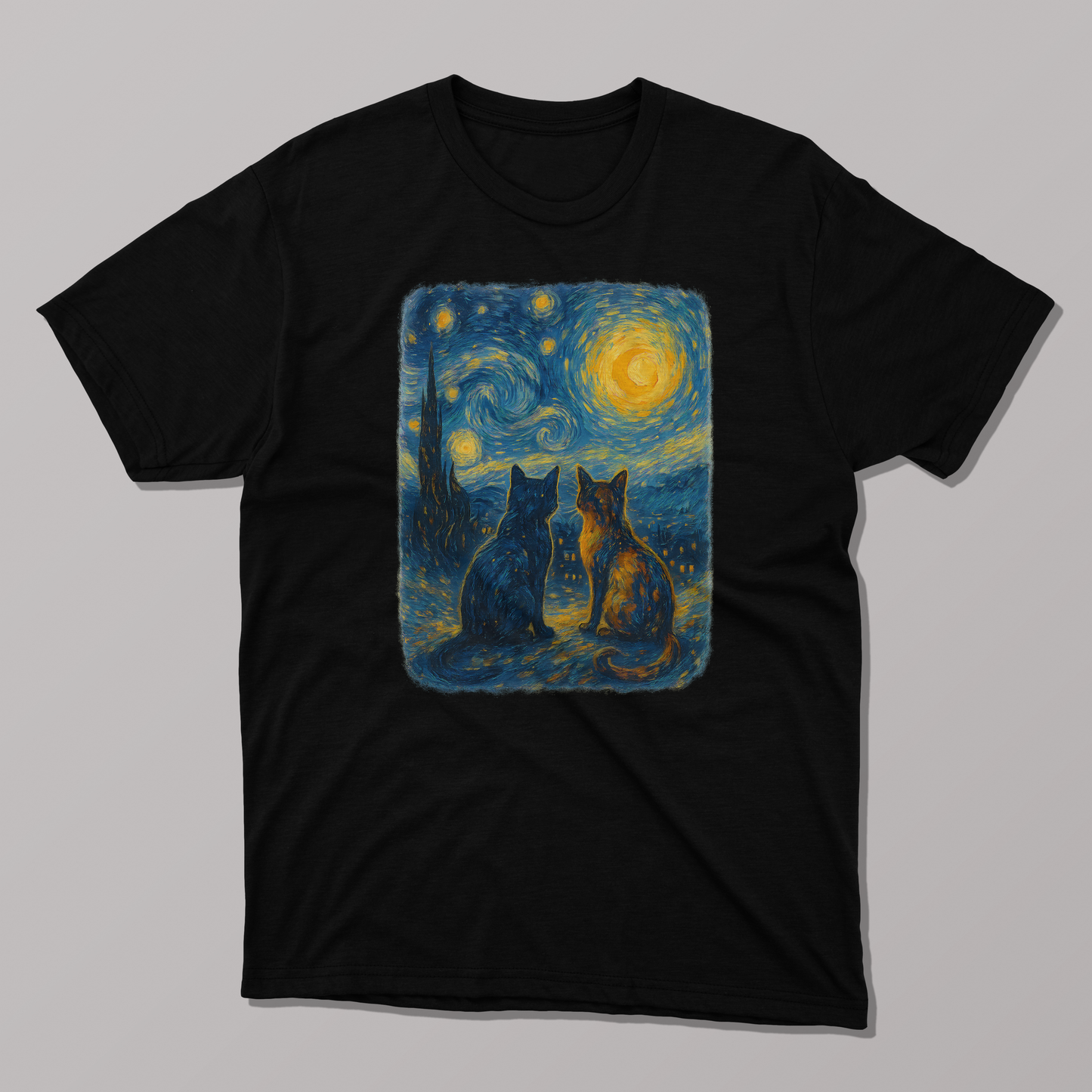 Starry Night Cats T-shirt