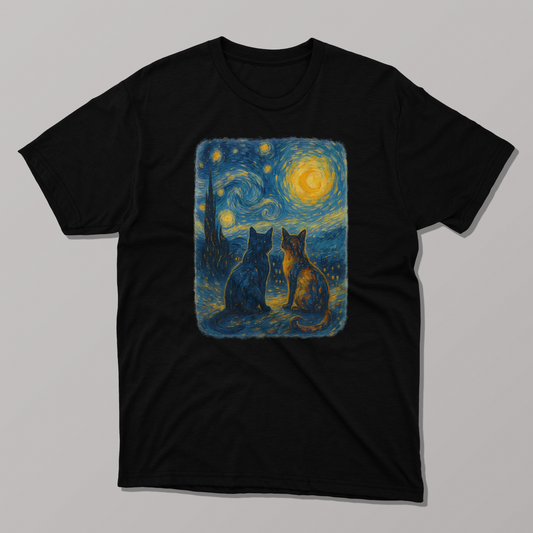 Starry Night Cats T-shirt