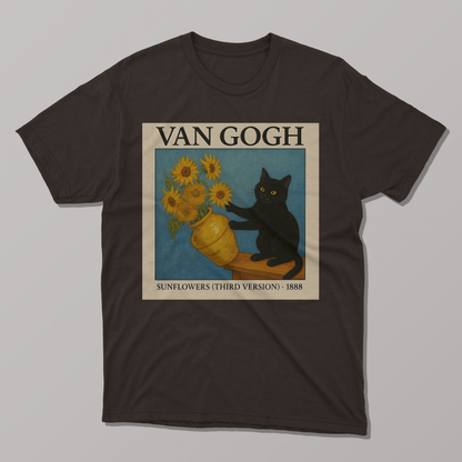 Van Gogh's Sunflowers Cat T-shirt