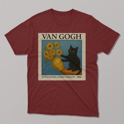 Van Gogh's Sunflowers Cat T-shirt