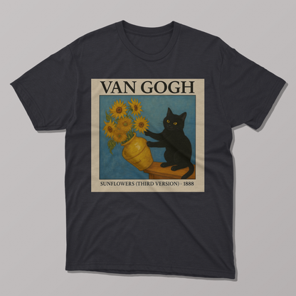 Van Gogh's Sunflowers Cat T-shirt