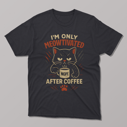 I'm Only Meowtivated After Coffee, Funny T-shirt