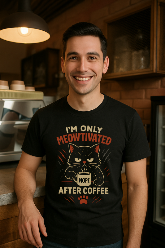 I'm Only Meowtivated After Coffee, Funny T-shirt