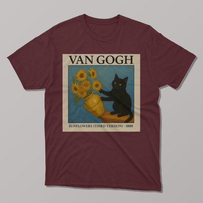 Van Gogh's Sunflowers Cat T-shirt