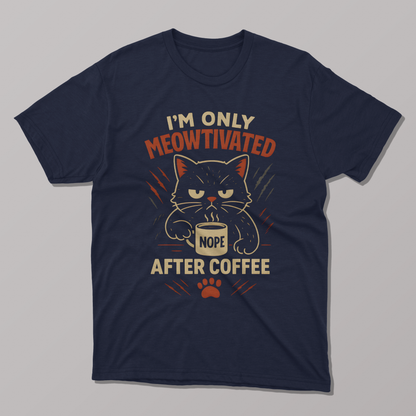 I'm Only Meowtivated After Coffee, Funny T-shirt