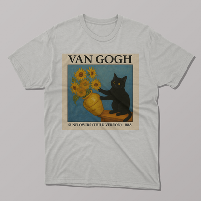 Van Gogh's Sunflowers Cat T-shirt