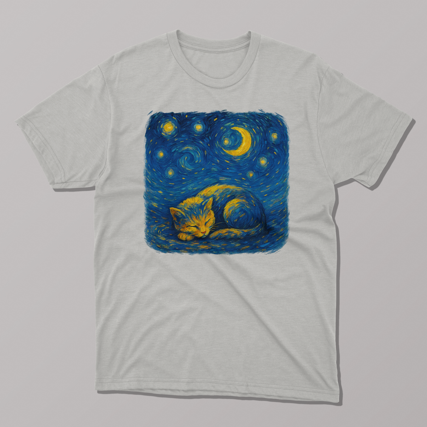 Cozy Cat Dreams Van Gogh's Starry Night T-Shirt