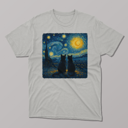 Starry Night Two Cats T-shirt