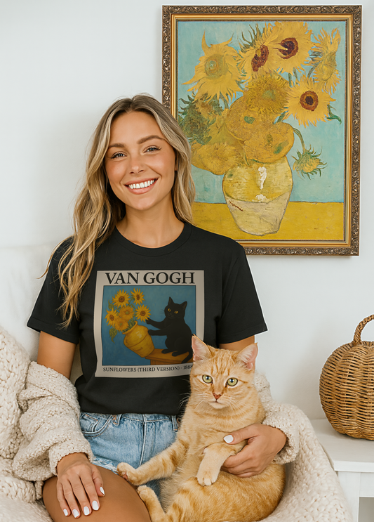 Van Gogh's Sunflowers Cat T-shirt
