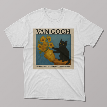 Van Gogh's Sunflowers Cat T-shirt