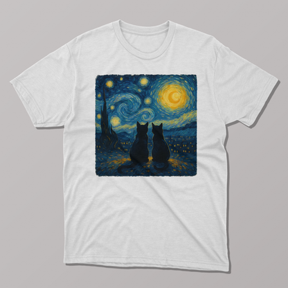 Starry Night Two Cats T-shirt