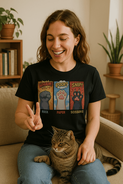 Rock Paper Scissors Tee - Fun Shirt For Cat and Game Lovers