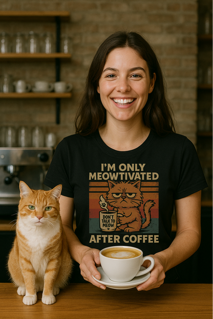 I'm Only Meowtivated after coffee T-shirt