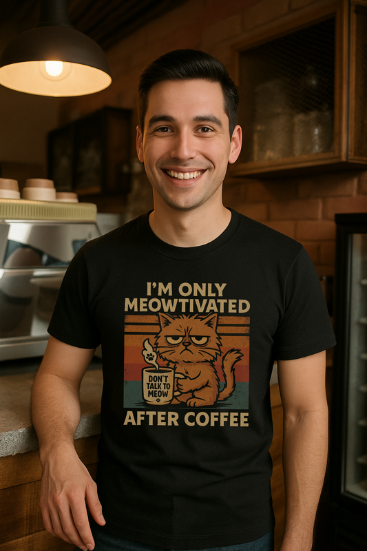 I'm Only Meowtivated after coffee T-shirt