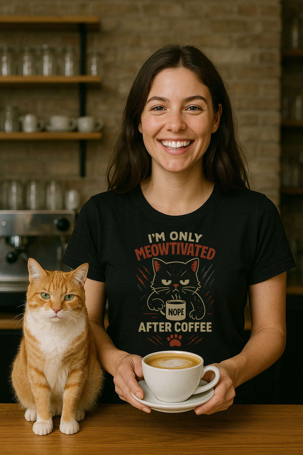 I'm Only Meowtivated After Coffee, Funny T-shirt